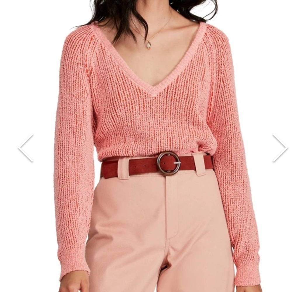 Free People Cropped V-neck Sweater